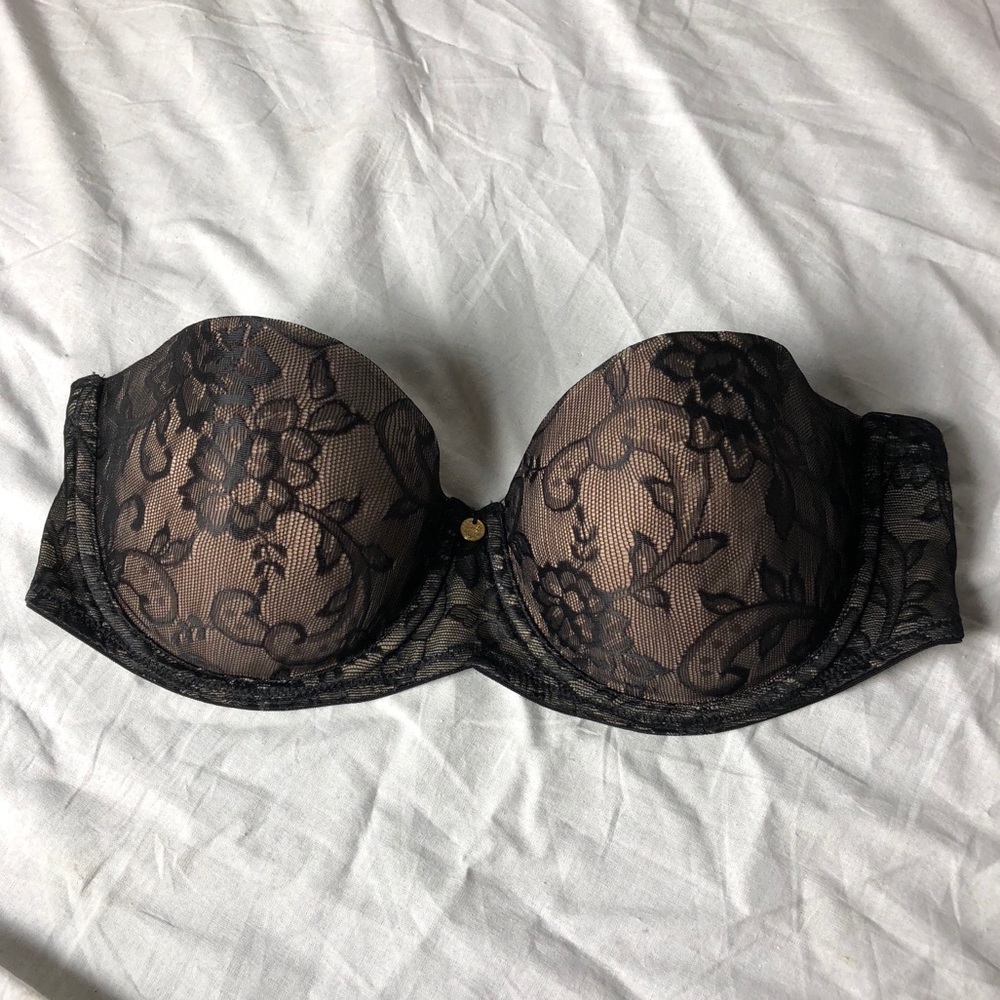 Natori convertible black lace strapless bra